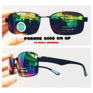 Kacamata Hitam Pria Wanita Frame Aviator UV400 Lensa Pelangi  Model Kotak Pria Wanita  POROHE 6005 CM KP Sunglasses Tangkai Lentur Fashion Berkendara