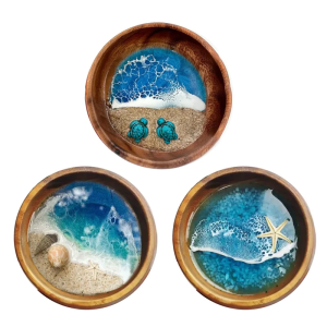 Coastals Desktop Ornament Bowls Containing Natural Beach Sand Turtles Shell Starfishes And Marine Creature Miniatures
