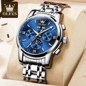 OLEVS Watch for Men Swiss Certified Automatic Mechanical New 2022 Water Proof Original Stainless Steel Strap Luminous