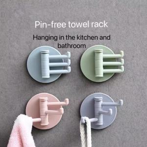 Eason Mall COD Assorted Color Plastic Towel Hook 3-Split Rotating Holder Bathroom Door Back Hanger