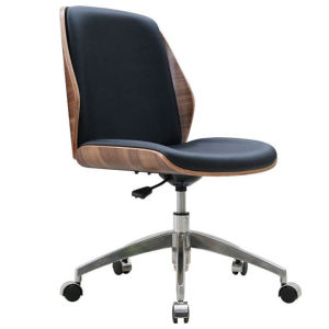 Ghế Văn Phòng Lưng Gỗ Nệm Da PU Cao Cấp Ghế Làm Việc Cách Điệu Ghế Xoay Lãnh Đạo Trưởng Phòng Nâng Hạ Chiều Cao Có Bánh Xe Thông Minh GHP031