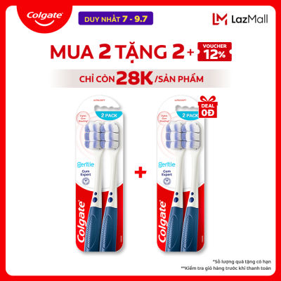 [Chỉ 7-9.7_Mua 2 tặng 2-Chỉ còn 28K/cây] Bộ 2 Bàn chải Colgate Gentle Gum Expert lông dày siêu mềm, ôm sát nướu, giảm chảy máu nướu