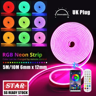 ⭐🇸🇬 READY STOCK 5M/10M RGB Neon Strip Light for Ceiling Strip Light Waterproof Silicone Light DIY LED Light Bluetooth Remote