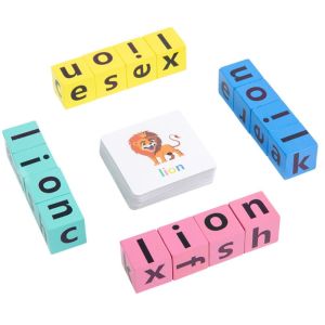 BAGUO Trò chơi nhận thức Quà Tặng trẻ em Thẻ nhớ xóa Mù Chữ Học chữ cái Trò chơi phù hợp Bằng gỗ Thẻ học tập cho bé Trò chơi đánh vần Bảng chữ cái Thẻ từ tiếng Anh Khối đánh vần chữ cái Trò chơi giải đố
