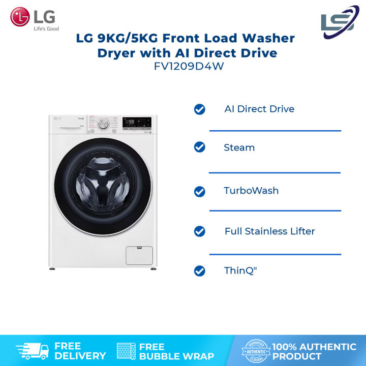 LG 9KG/5KG Front Load Washer Dryer with AI Direct Drive FV1209D4W AI