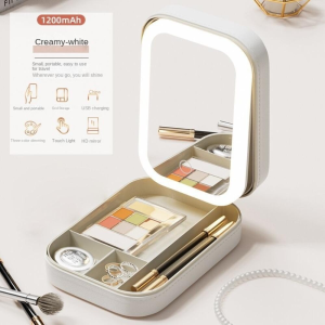 Portable Makeup Mirror Foldable LED Pocket Mirror USB Rechargeable Mini Mirror