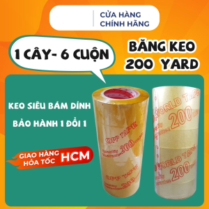 CÂY BĂNG KEO TRONG 06 CUỘN ĐÓNG HÀNG 200 YARD BĂNG DÍNH ĐÓNG HÀNG BĂNG KEO TRONG DAI BÁM DÍNH TỐT