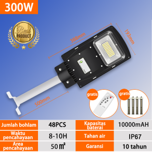 Lampu tenaga surya 1500W Lampu Jalan Tenaga Matahari Otomatis Solar Cell Outdoor tahan air IP67