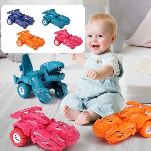 R1A9M Children Boys Stunt Car Toy Automatic Transform Toy Vehicles Toy Gifts Dinosaur Robot Car Toy Deformation Car Transformer Dinosaur Car Dinosaur Deformation Car
