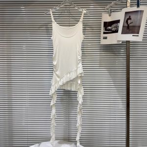 Summer New Collection Sleeveless Drawstring Ruched Slim Black Long Tank Top Women Vest GP773