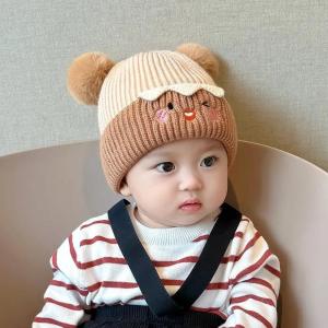 Infant Toddler Knit Wool Hat Autumn Winter Warm Pom Pom Cap Ear Protection Kids 1-8 Years