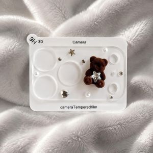 DORADO Transparent Glass Phone Camera Lens Protector Sparkling 3D Bear Phone Lens Glass Rhinestone Film Cute Anti Scratch Camera Lens Cover for iPhone 17 Pro Max 17Pro