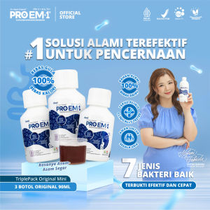 PRO EM1 Bundling 3 Botol Original 90ml | Suplemen Probiotik | Anak Dewasa Lansia Bebas Gula | Bakteri baik Untuk Pencerenaan | Imun | Maag | Gerd | Usus | Sembelit