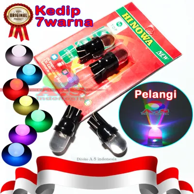 2pcs Lampu Led Senja Sein Speedo RGB 7 Warna Warni Pelangi Motor Mobil T10 12Volt