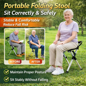 Foldable Hiking Stick Chair Elderly Walking Cane Lightweight Multi-Functional Outdoor Support Seat