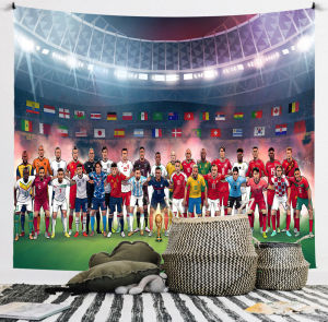 Hantar dari gudang tempatanFootball World Cup Wall Tapestry Decorating Messi and Neymar c Argentina-themed backdrop cloth hanging flag World Cup match backdrop cloth