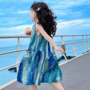 Girls Sleeveless Dress Summer Dress Medium and Large Childrens Skirt Super Fairy Princess Style Fresh Medium and Long Forest Style