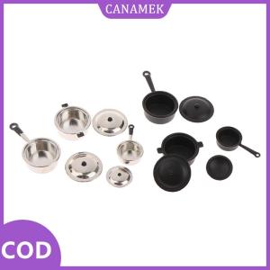 CANAMEK✨ 3pcs trong 1 bộ 1:12 Dollhouse thu nhỏ dài xử lý nồi và Nồi sữa Nhà Bếp Bộ đồ ăn trang trí
