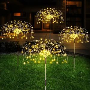 Đèn pháo hoa năng lượng mặt trời/Đèn LED ấm áp 120 Đèn pháo hoa ngoài trời Đèn trang trí sân vườn năng lượng mặt trời/Chuỗi chống nước Đèn chiếu sáng cổ tích Đèn cỏ/cho lối đi Trang trí sân sau sân sau