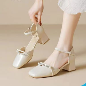[Free Shipping] Baotou Sandals For Women 2026 Spring/Summer New Collection Chunky Heel Shoes To Pair With Dresses High-Heeled Flats