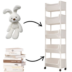 Rolling Storage Cart with Wheel Plastic Rolling Utility Cart for Kitchen Bathroom Living Room Office