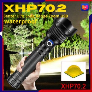 COD TaffLED Senter LED Long Range Zoom USB Recharge XHP70.2 9000 Lumens - HS313 / senter genggam paling terang waterproof outdoor tahan air bahan kokoh cahaya dapat di atur baterai awet charger di cas kemah terlaris terbaru paling top tren terbagus viral