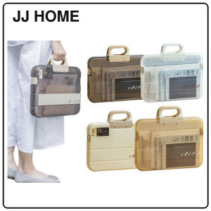 【JJ HOME】Portable Document Box / Documents Stationery Storage Case/ A4 Folder With Lock Handle/ File Organiser