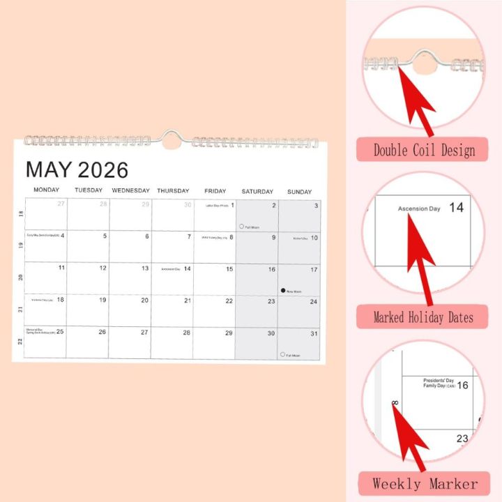 URBAG มกราคม 2026 - มิถุนายน 2027 ปฏิทินปี 2026 พร้อมตะขอ กระดาษหนา ...