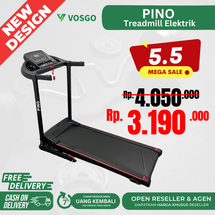 VOSGO Fitness Pino Alat Olahraga Treadmill Elektrik Treadmil Listrik 2.0 HP Murah