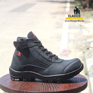 Sepatu Sefty Septi Pria Ujung Besi Zipper Sleting Resleting Risleting Montir Bengkel Outdoor Kerja Lapangan KItchen Cladico Lion High