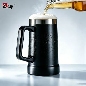 Cup Thermal Insulated Beer Stein With Grip Handle Stainless Steel Tumbler Water Bottle Double Walled Coffee Mug Thermo Drinkware2026