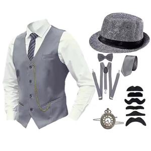 S-6XL Plus-size mens vintage vest medieval style 1920S Gatsby-themed party prop set