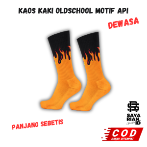 Raxen Koas Kaki FLAME Motif Api / Kaus Kaki Oldschool Pria Dan Wanita Dewasa
