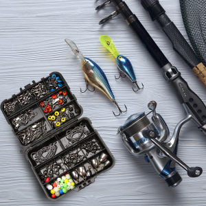 Winnereco Fishing Accessories Kit Hooks Swivels Fishing Sinker with Ring Carp