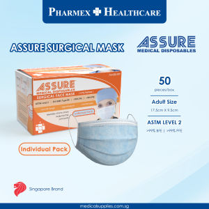 ASSURE Surgical Face Mask 3-Ply With Ear- Loop Individual Packed 50 Pce/Box
