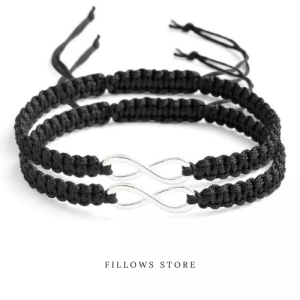 2 Pcs Gelang Couple Infinity Hitam Putih Terlaris Model Elegan Simple Korean