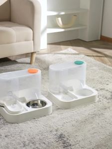 猫碗狗碗猫咪饮水机全自动喂食器饮水一体猫食盆陶瓷宠物喝水双碗Mangkuk Kucing Mangkuk Anjing Dispenser Air Kucing Pengumpan Automatik Air Minuman Mangkuk Makanan Kucing Bersepadu Air Minuman Haiwan Seramik Double Bowl