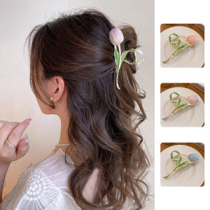 🔥Tulip Temperament Adult Hair Clip Metal Female Tulip Shark Clip Hair Accessory LovelylifeFu👍