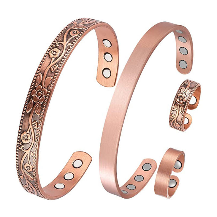 Men's Pure Solid Copper Magnetic Therapy Bangle For Arthritis Pain Relief - View #3