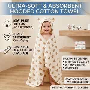 Baby Hooded Towel Cotton Bath Cape Cartoon Design Soft Gauze Cloak for All Seasons