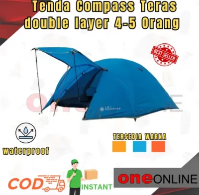 Tenda Dobel Layer Alas Terpal Murah /Compass Tenda Camping Untuk 4-5 Orang waterproof outdoor