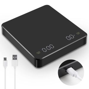 USB Digital Coffee Scale Rechargeable LED Screen Timer 0.1g High Accuracy Kitchen Espresso Scale for Brewing Measuring