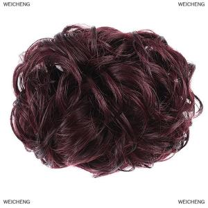 [COD] WEICHENG Flower Bud Head Wig Claw Clip In Hairpiece For Women Messy Curly Short Synthetic Hair Extension Chignon Donut Roller