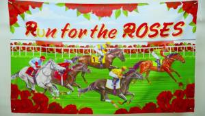 Ready stock sa local warehouseAvezano Kentucky Derby Backdrop Horse Racing Run for the Roses Banner Red Rose Kentucky Derby Party Theme Decorations for Horse Racing Supplies