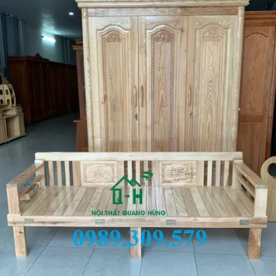 GIƯỜNG GỖ GẤP GỌN KÉO RA THÀNH GIƯỜNG- GIƯỜNG SOFA GỖ SỒI - GỖ CÒNG HCM