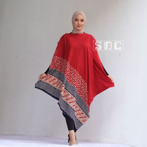 Dress batik kaftan asimetris natal modern