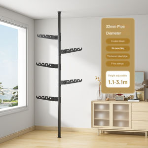 【SKIT SG】Adjustable Clothes Drying Hanger Rack with Floor To Ceiling Tension Pole Adjustable Clothes Drying Rack Floor To Ceiling Tension Pole Hanger Stand Bedroom Telescopic Coat Hanger with Foldable Wings
