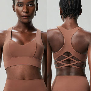 Women Fitness Yoga Bra Buttery Soft Gathered Push Up Sports Underwear High Imapact Gym Crop Top Breathable Workout Clothes