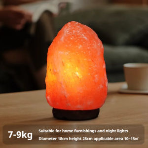 Handmade 100% Natural Himalayan Crystal Rock Salt Lamp Wooden Base Ambience Night Light Attract Wealth Home Furnishing