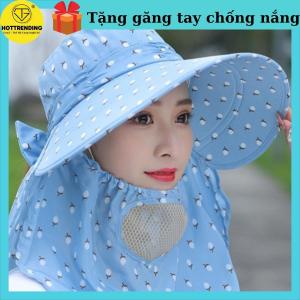 Nón Rộng Vành kèm Khẩu Trang Chống Nắng Che Kín mặt Che Cổ Chống Tia UV Cực Tốt Loại Dày Dặn Trùm Sỉ Gia Thành